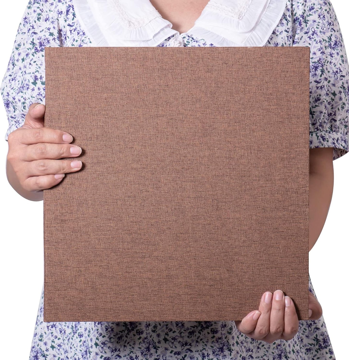 Large Photo Album Self Adhesive 4x6 8x10 10x12 Scrapbook Magnetic Album DIY Scrapbook Length 13 x Width 12.8 (Inches) 120 Sticky Pages Linen Cover DIY Photo Album(Brown)