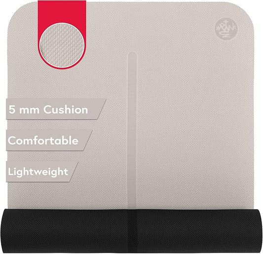 Manduka Begin Yoga Mat 68" - 5mm Cushioning | Comfortable, Lightweight & Reversible with Alignment Stripe | Budget-Friendly | 68 x 24 inches