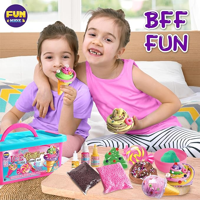 Gift Butter Slime Kit for Girls 10-12, FunKidz Ice Cream Soft Slime Making Kit Ages 8-12 Kids Slime Toys Ideal Birthday Party Present