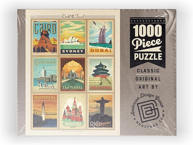 MyPuzzle World Travel, Collage, Vintage Poster - Premium 1000 Piece Jigsaw Puzzle for Adults