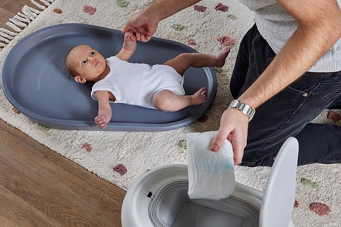 Eco-Touch Baby Nappy Diaper Bin - Odor Lock Airlock, No Costly Refills, 10L Capacity, Recyclable, Use Any Bag - White Nursery Diaper Pail