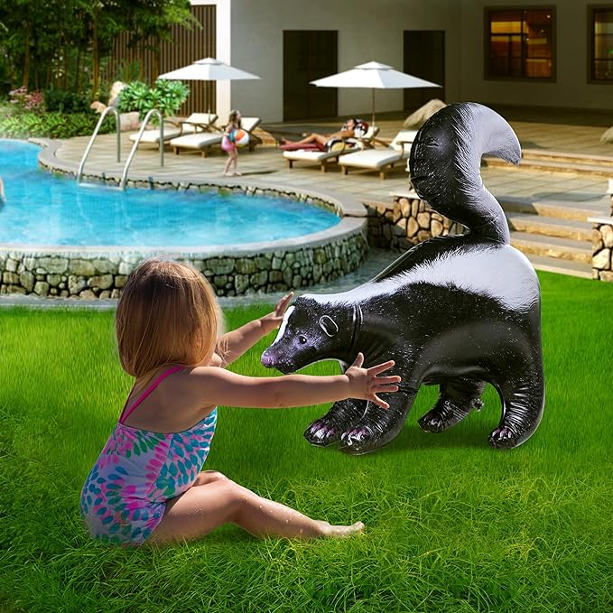 Jet Creations 30" Tall Inflatable Skunk, Black White, Realistic Wildlife Animal Figure, for Theme Parties, Pool Fun, Home Yard Décor, Toy for Kids Mascot