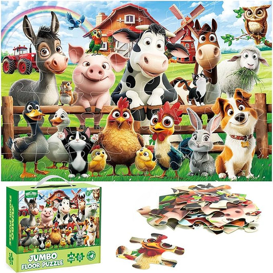 BenBen Floor Puzzles for Kids, 48 Piece 2 x 3 feet Farm Animals Puzzles for Kids Ages 4-6, Large Jigsaw Puzzles for Toddlers, Birthday Gift for Girls Boys