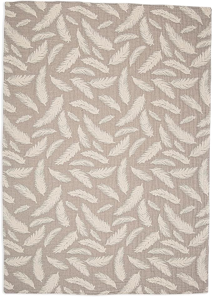 Crane Baby Blanket, Soft Cotton Jacquard Nursery and Stroller Blanket for Boys and Girls, Grey Feather, 30” x 40”