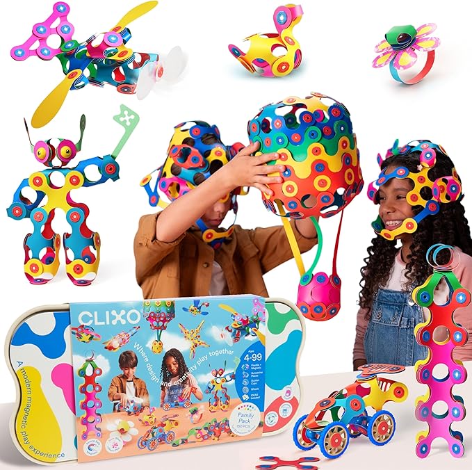 Clixo Friendship Pack – 150-Piece Flexible Magnetic Building Toy for Creative Family Play | STEAM Learning, Open-Ended Play. Perfect for Collaborative Fun, Travel, and Educational Bonding. Ages 4+