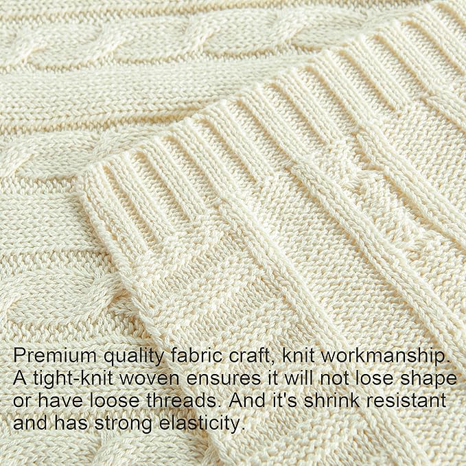 NTBAY 100% Pure Cotton Cable Knit Toddler Blanket, Super Soft Warm Breathable 30x40 Baby Blanket for Crib, Stroller, Nursery, Travel, Newborn, 30x40 Inches, Ivory