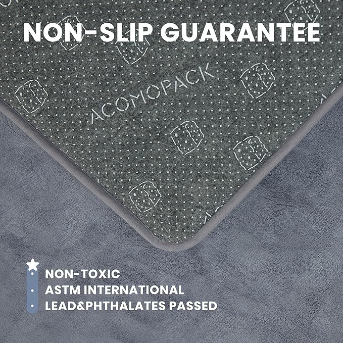 ACOMOPACK 1.3" Thick Baby Play Mat for Floor 59x71-Large Water-Repellent&Non-Slip Memory Foam Mat for Kids,Toddlers,Soft Velvet Nursery Rug for Tummy Time&Crawling,Yoga,Tatami Style(Grey)