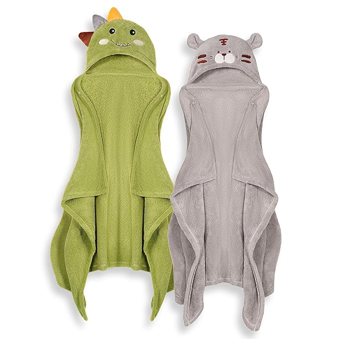 Toddler Bath Towel Hooded Kids Towels Baby Bath Towels for Boy Girl 0-5 Year, 2-Pack Thick Absorbent Toddler Towels with Hood Kids Bath Towel, Large 50''x32'' Baby Hooded Towel for Kids
