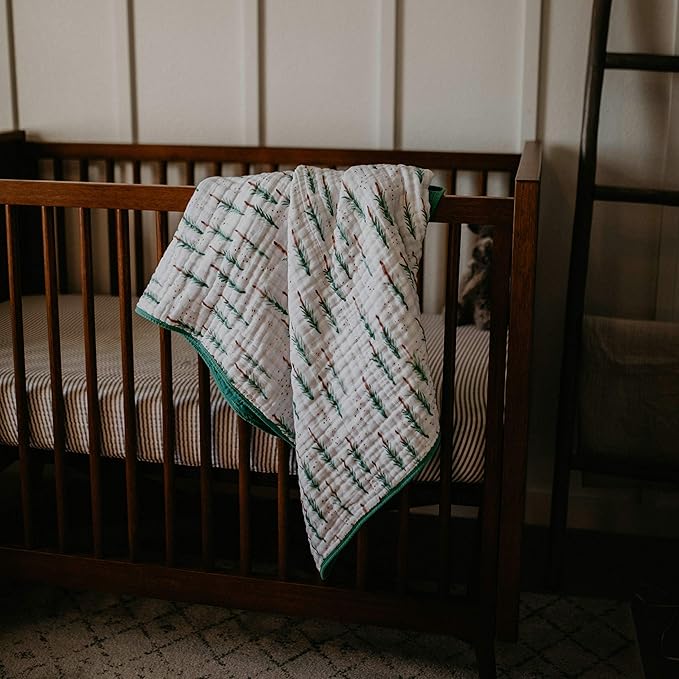 Parker Baby Muslin Blanket | 100% Soft Cotton Toddler Quilt & Baby Muslin Swaddle | Gender Neutral Design 47" x 47" Blanket