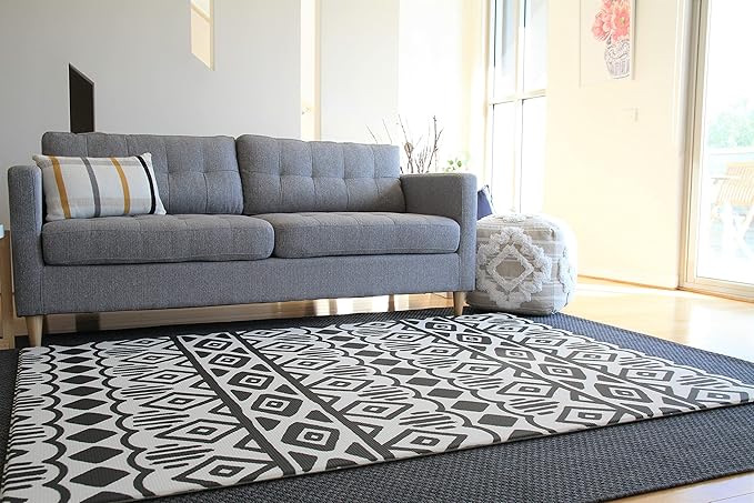 Cushmat Stylish Reversible Foam Play Mat (Large, Crystals - Ivory Light Blue) - Soft, Waterproof, Durable Play mat for Infants, Babies, Toddler, Kids & Grownup - 6.5ft x 4.5ft