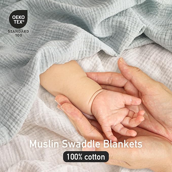 Muslin Swaddle Blankets for Newborn, 3 Pack Breathable Soft Receiving Blanket, Large 38 x 40 inches Swaddle Wrap Burping Clothes Diapers, Essentials Infant Shower Items, Toddler Gift (Cute Country)