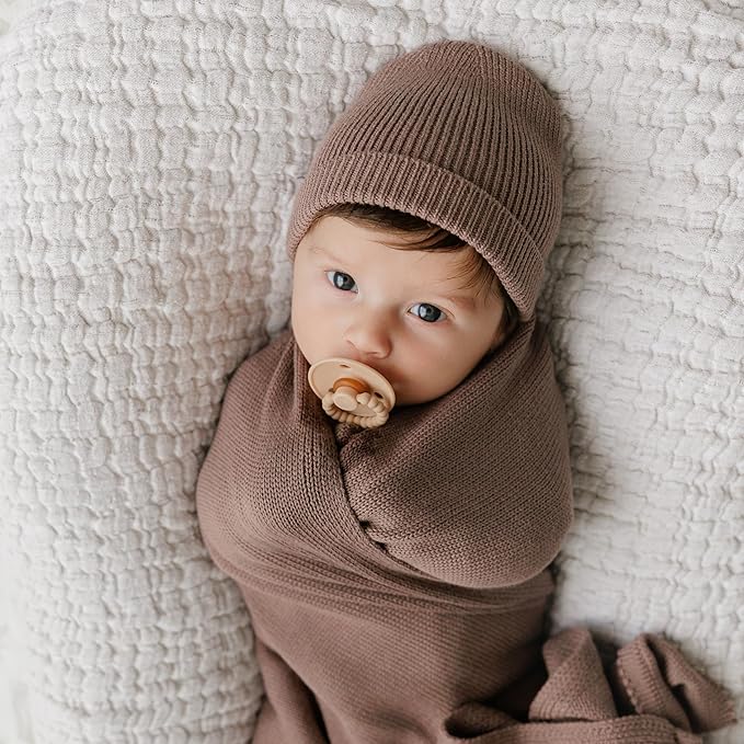 Luladream Pacifier - Natural Rubber Nipple - Soft Teething Handle - for Infants Baby's and Toddlers, 0-18 Months (Camel + Cream)