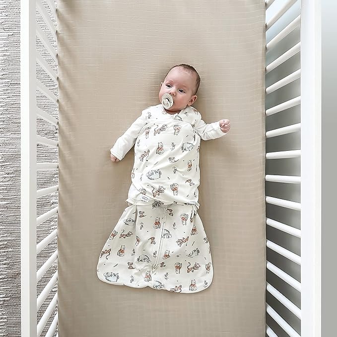 HALO Disney Baby 100% Cotton Sleepsack Swaddle, 3-Way Adjustable Wearable Blanket, TOG 1.5, Winnie Frolic, Small, 3-6 Months