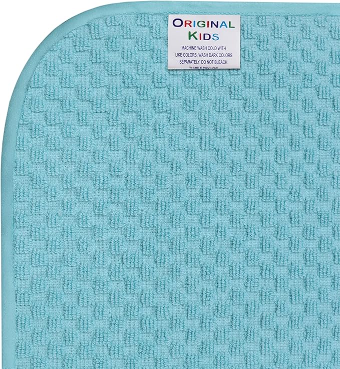 ORIGINAL KIDS Hooded Baby Towel for Newborn - Soft Waffle Weave Baby Bath Towel with Hood for Infant, Toddler - 100% Cotton with Poly Suede Piping - Absorbent Newborn Bath Essentials -32x32- Cool Blue