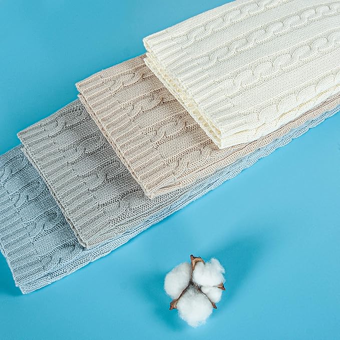NTBAY 100% Pure Cotton Cable Knit Toddler Blanket, Super Soft Warm Breathable 30x40 Baby Blanket for Crib, Stroller, Nursery, Travel, Newborn, 30x40 Inches, Ivory