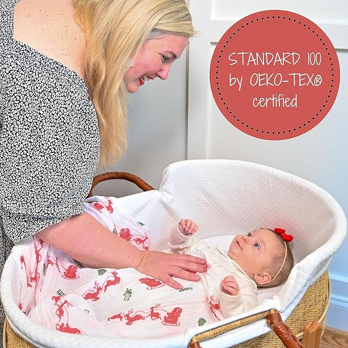 LollyBanks Baby Blanket, 100% Cotton Cozy Muslin Swaddle Blankets for Boys and Girls, 47 x 47 Inches Newborn Blanket, Soft and Breathable Receiving Blankets, Baby Essentials, Registry (Reindeer Print)