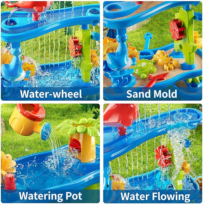 Water Table for Kids 3 4 5 6 7 Years Old - Water Playset for Toddlers 3-5, Water and Sand Play, Backyard Water Table, Summer Outdoor Beach Toys, Sensory Activity, Gifts for Boys Girls