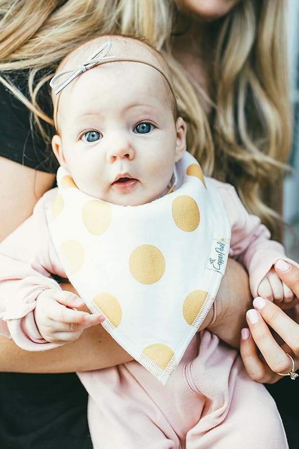 Copper Pearl 4 Pack Soft Cotton Baby Bibs for Drooling and Teething, Absorbent Drool Bibs for Baby Girl, Adjustable to Fit Newborns to Toddlers, Tons of Styles (Blush Set)