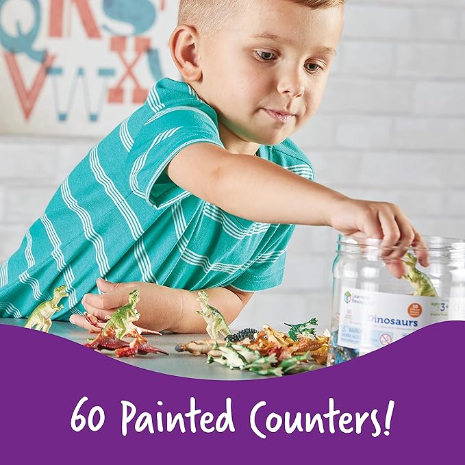 Learning Resources Dinosaur Counters - 60 Pieces, Ages 3+ Dinosaur Toys, Dinosaurs for Toddlers, Dinosaurs Action Figure Toys, Kids' Play Dinosaur and Prehistoric Creature Figures