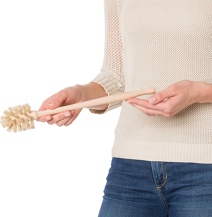 REDECKER Bottle Brush Cleaner - Horsehair and Beechwood Handle for Vases, Pitchers, Mugs, and Baby Bottles, 13-3/4 Inch - Horsehair Bottle Brush - Wooden Bottle Brush - Wood Bottle Scrubber