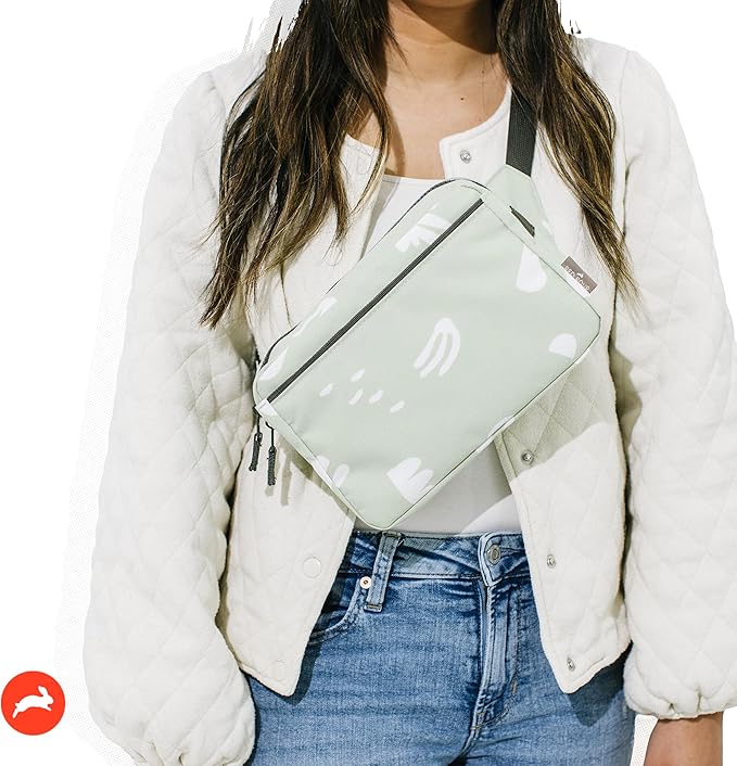 Red Rovr Everyday Joey Belt Bag | Organization & Zipper pockets |Adjustable Strap for All Ages (Pear Doodle)