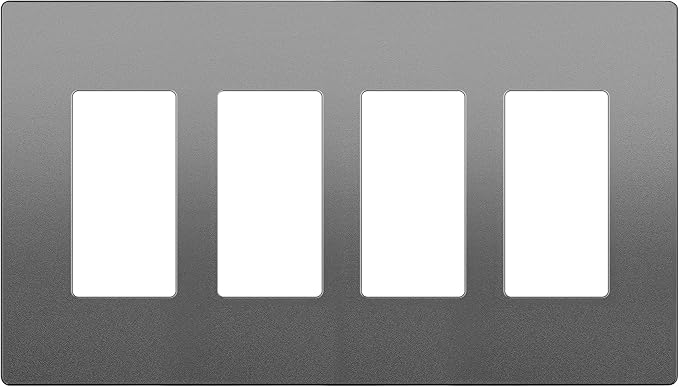LIDER Matte Finish Decorator Switch Cover, Screwless Wall Plate, Mid-Size 4-Gang 4.88" x 8.58", Unbreakable Polycarbonate Thermoplastic, UL Listed, LSWP-34M-SG, Space Gray