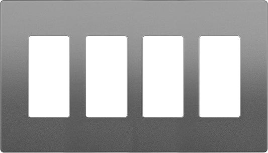 LIDER Matte Finish Decorator Switch Cover, Screwless Wall Plate, Mid-Size 4-Gang 4.88" x 8.58", Unbreakable Polycarbonate Thermoplastic, UL Listed, LSWP-34M-SG, Space Gray