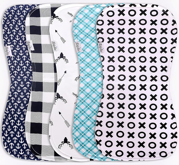 5-Pack Organic Cotton Burp Cloths – Large, Ultra-Soft 3-Layer Towels for Burping, Shoulder & Hand Use, Highly Absorbent