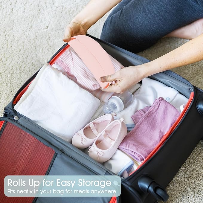 2 Pack Silicone Baby Bibs Adjustable Fit Waterproof Bib With Leak Proof Food Pouch Catcher for Eating Boys Girls