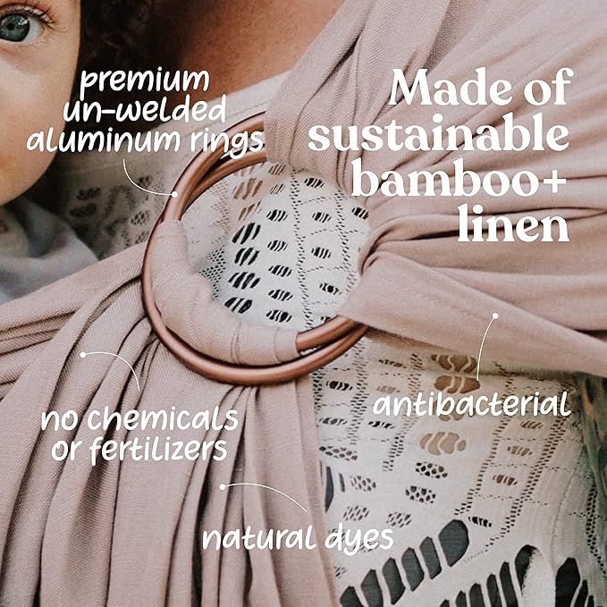 Nalakai Luxury Ring Sling Baby Carrier, Soft Linen Blend Baby Sling, Baby Wrap, Wear Your Little One Close to Your Heart, Longer Length