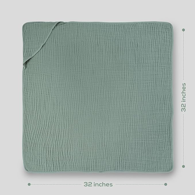 Muslin Hooded Baby Towels for Newborns, 32"x32", 100% Cotton – 6 Layers Super Soft Absorbent Breathable, Baby Bath Towel, Toddler Bath Towel – Pack of 2