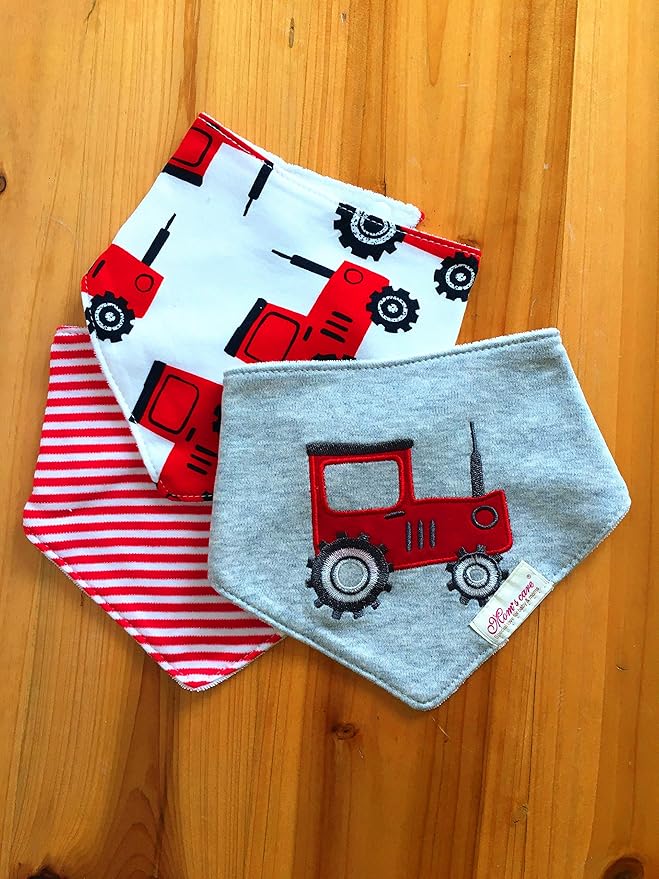 Baby Dribble Bib, Toddler Bandana Bib 3 Packs Super Absorbent Cotton Feeding Bibs