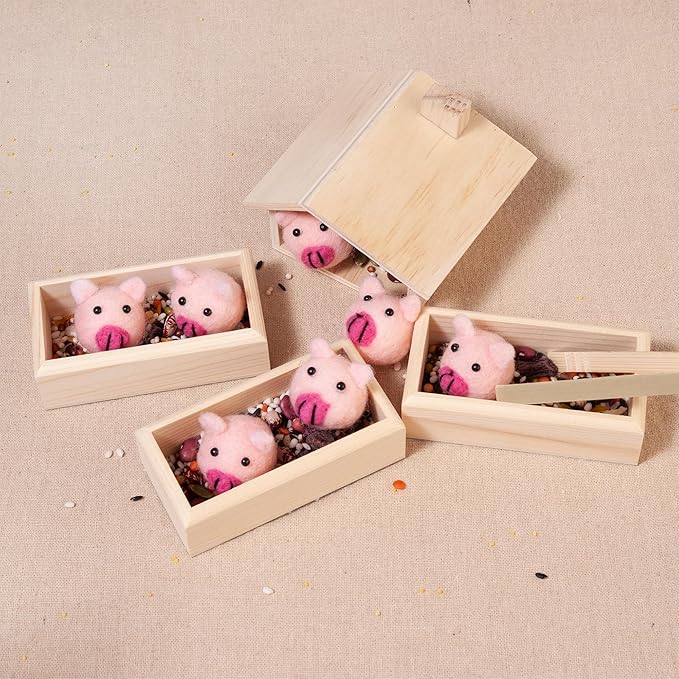 Sorting Stacking Wooden Toys for Toddlers, Montessori Pig Toy Toddler Sensory Bin Tool Toys, Wood Farm Toy House Fine Motor Skill Early Learning Preschool Educational Gift for Kids