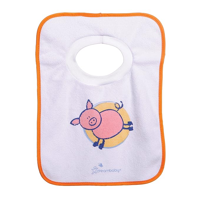 Dreambaby Terry Cloth Cotton Pullover Baby Bibs for Teething Feeding and Drooling - Super Absorbent & Extra Soft - Machine Washable - Farm Animals