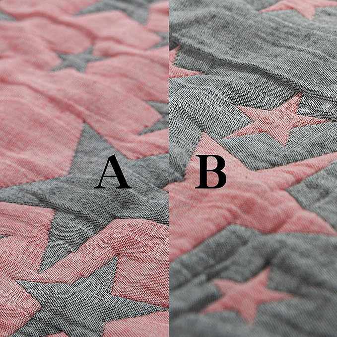 NTBAY 3 Layer Toddler Blanket, Muslin Cotton Jacquard Bed Blankets, Lightweight Thermal Baby Blanket, Super Soft and Warm Crib Blanket for All Seasons, Decoration Gift, 30"x40", Red and Black Star