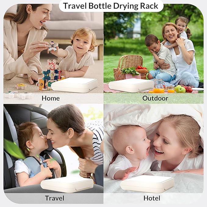 Travel Bottle Drying Rack Space Saving,Foldable Bottle Drain Rack with 16 Ribs,Portable Baby Bottle Drying Rack for Bottles,Breast Pumps and Other Feeding Accessories,Widely Used Daily Basis