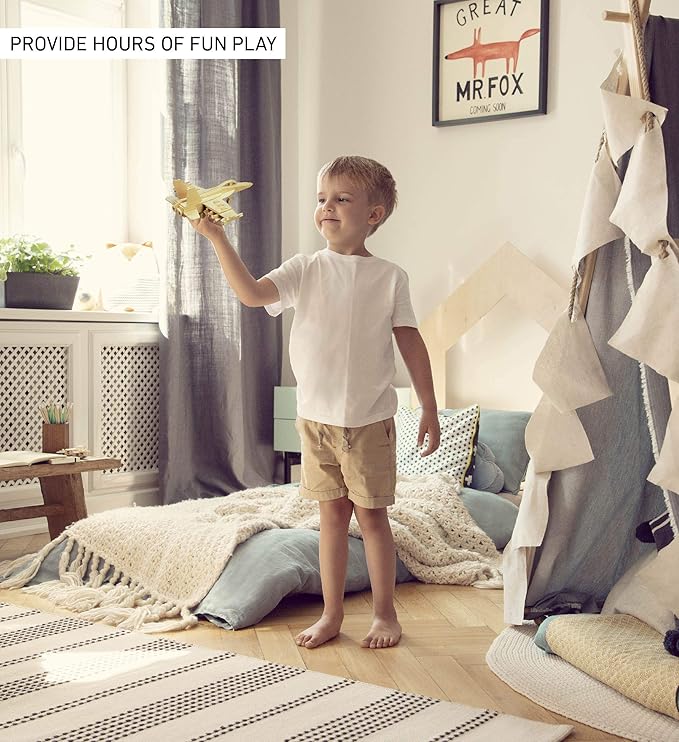 Puzzled F-18 Hornet 3D Puzzle Airplane Model Wood Building Kit - 3D Model Airplane Building Kit for Kids and Adults, Fun Educational Model Plane Kit to Paint and Build Craft 3D Model Kit - 47 Pieces