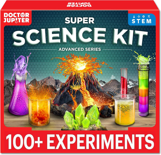 Doctor Jupiter Super Science Kit for Kids Ages 8-12 | Chemistry Set, STEM Toy with 100+ Experiments & Geyser Tube | Birthday Gift Ideas for Boys & Girls 8+ Years Old | Learning & Educational Projects