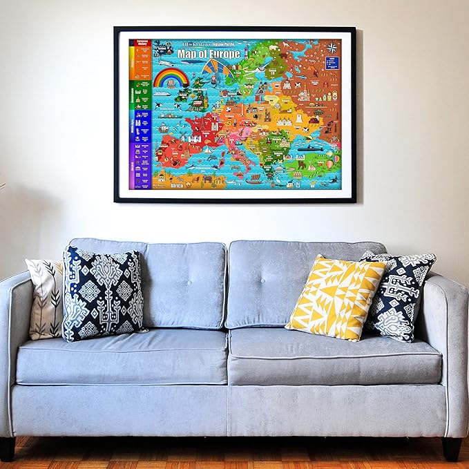 Think2Master Map of Europe 100 Pieces Jigsaw Puzzle Fun Educational Toy for Kids, School & Families. Great Gift for Boys & Girls Ages 4-8 for Learning European History. Size:23.4” X 16.5” by Kyle Kim