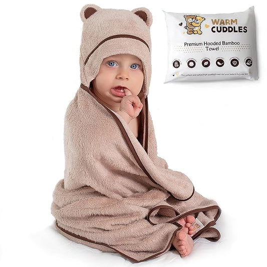 Premium Baby Bath Towel - Rayon Made from Bamboo Hooded Baby Towels - Newborn Baby Towel with Hood - Large Hooded Towel for Newborn Infant Boy Girl (Beige)