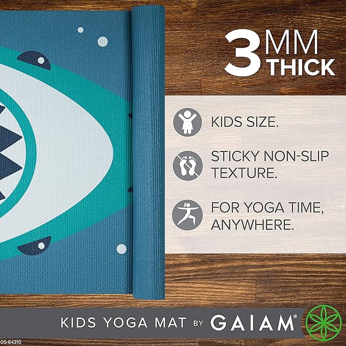 Gaiam Kids Yoga Mat Exercise Mat, Yoga for Kids with Fun Prints - Playtime for Babies, Active & Calm Toddlers and Young Children (60" L x 24" W x 3mm Thick)