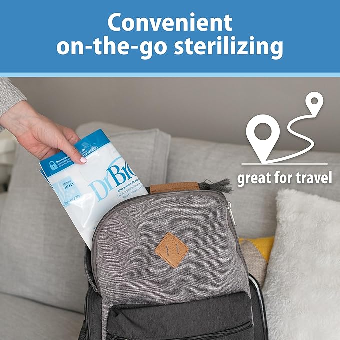 Dr. Brown's Microwave Steam Sterilizer Bags for Baby Bottles, Pacifiers, Pump Parts and Accessories, Travel Baby Bottle Sterilizer, 30 Uses per Bag, 5 Count (Pack of 1)