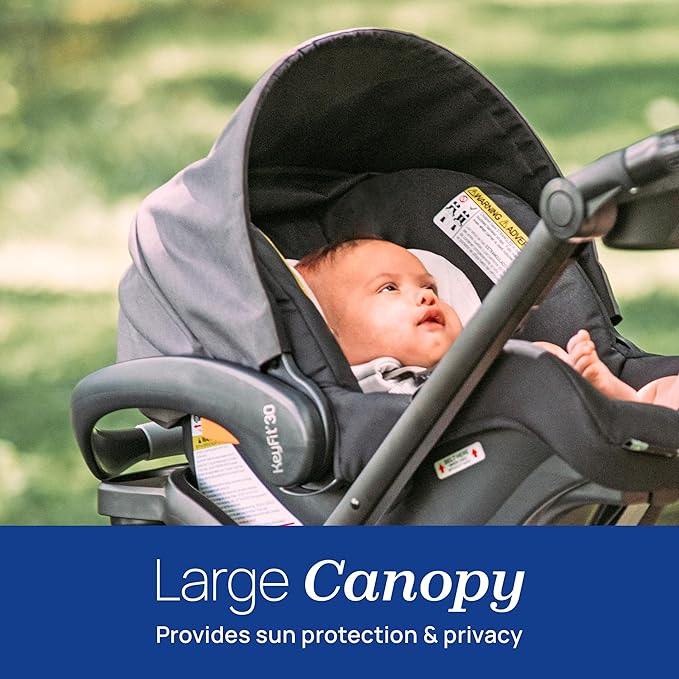 Chicco KeyFit 30 ClearTex Infant Car Seat and Base, Rear-Facing Seat for Infants 4-30 lbs., Includes Infant Head and Body Support, Compatible with Chicco Strollers, Baby Travel Gear | Slate/Grey