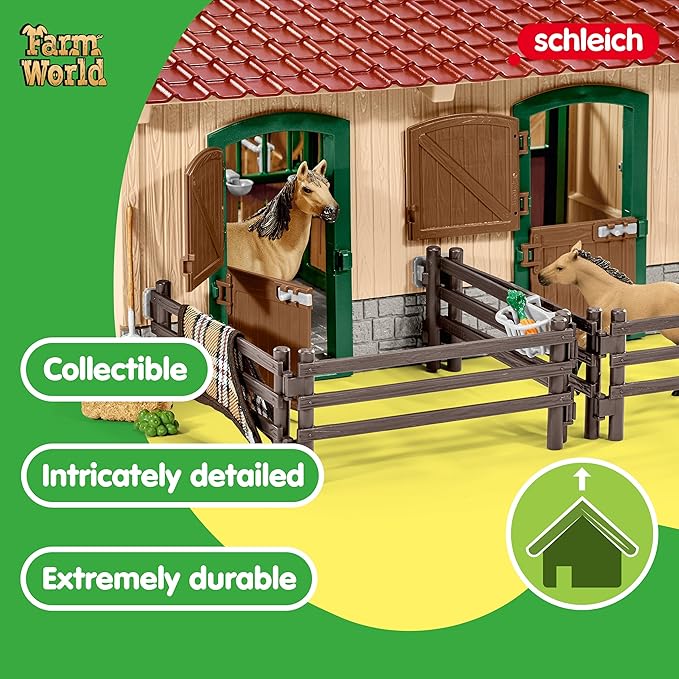 Schleich Farm World - 96PC Riding Center with 2 Horse Figurines, Rider Figure, and Accessories - Screen Free, Realistic Farm Animal Toys for Girls and Boys - Kids 3+ | 42195