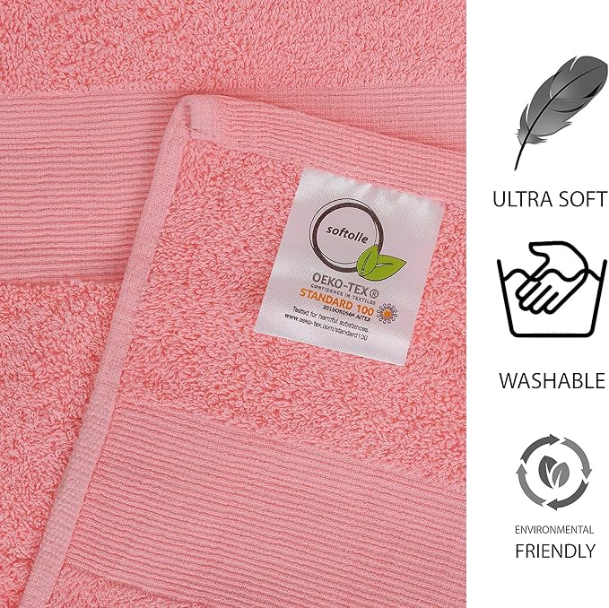 100% Cotton Luxury Bath Sheets - Pack of 2 (35" x 70") | Super Soft, Quick-Dry & Highly Absorbent Towels for Bathroom, Home, Spa & Gym (Pink)