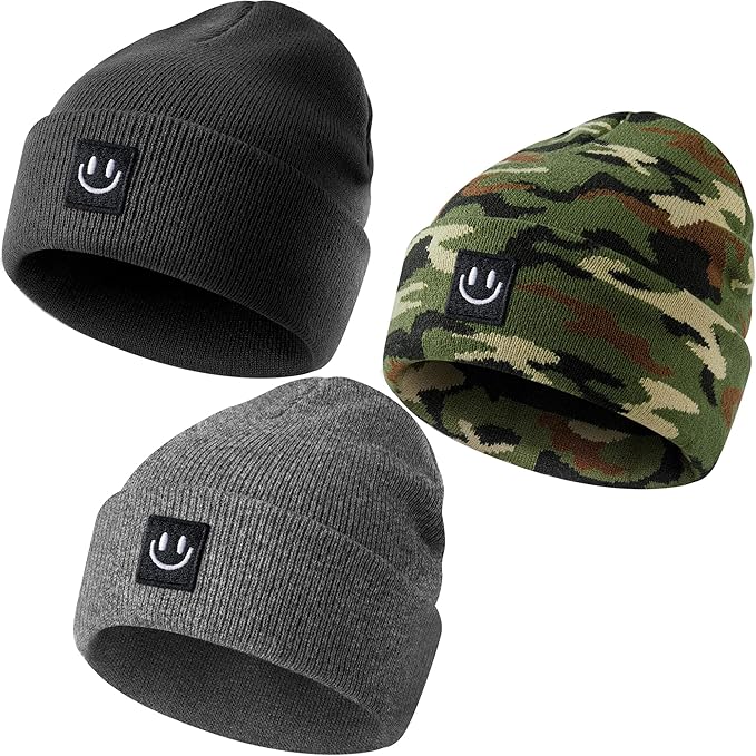 3 Packs Baby Beanie Cute Toddler Beanies Kids Winter Hat Boys Girls Warm Knit Hats Infant Beanie for 0-8 Years