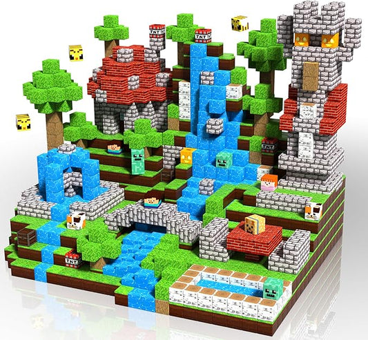 150PCS Magnetic Blocks - Magnetic Building Blocks, Magnet Cubes Toys Stacking, Build Forest World Set, STEM Montessori Sensory Toys for Kids Boys Girls Ages 3-5 6-8 Easter Birthday Gifts