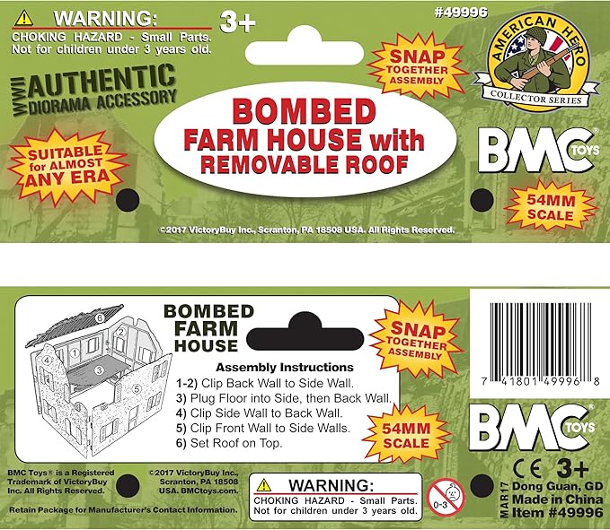 BMC WW2 Bombed French Farm House - Plastic Army Men Playset Accessory