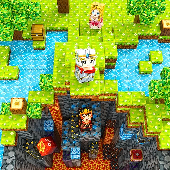 Magnetic Blocks - Build Mine Magnet World Lava Valley Set, 1" Magnetic Cube Building Toys for Kids Ages 3+, Montessori Sensory Toys for Toddlers, Creative Game Themed Toy Gifts for Boys & Girls