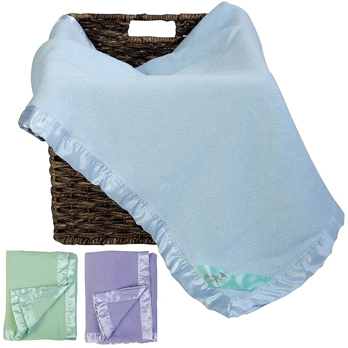 Bamboo Rayon Soft Light Blue Toddler Security Blanket - Thermal Sky Blue Baby Blanket with Satin Edging - Perfect for Naps, Car Carrier, Stroller & Travel - 34 x 47 inches - Newborn Baby Blankie